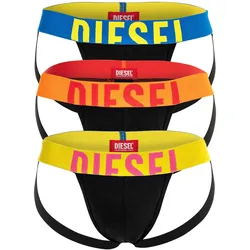 DIESEL Herren Jockstraps, 3 Pack - JOCKY-D-POP, Logobund. Cotton Stretch Schwarz/Gelb/Pink / L
