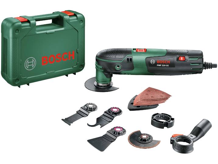 Elektro-Multifunktionswerkzeug BOSCH HOME & GARDEN PMF 220 CE , grün (grün, schwarz), B:6,1cm H:8,8cm L:25,6cm, Multifunktionswerkzeug-Maschinen, Elektro-Multifunktionswerkzeug, 220 W
