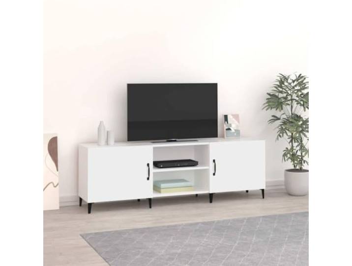 HEFZGDB Klassischer TV-Schrank Weiß 150x30x50 cm aus Holzwerkstoff mit robuster Oberplatte und reichlich Stauraum für Multimedia-Geräte, praktischer Aufbewahrungsschrank mit Fächern