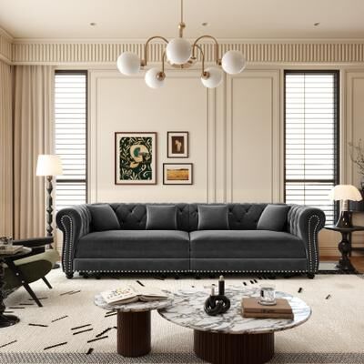 Unbranded "89"" Velvet Chesterfield 3-in-1 Pull Out Sofa Bed, King Size Convertible Sofa"
