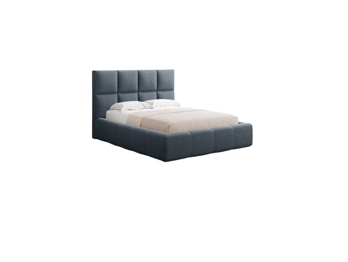 Design Polsterbett „Livigno“ mit Ablagefach, Strukturstoff Dunkelblau chosen by Bloomingloft