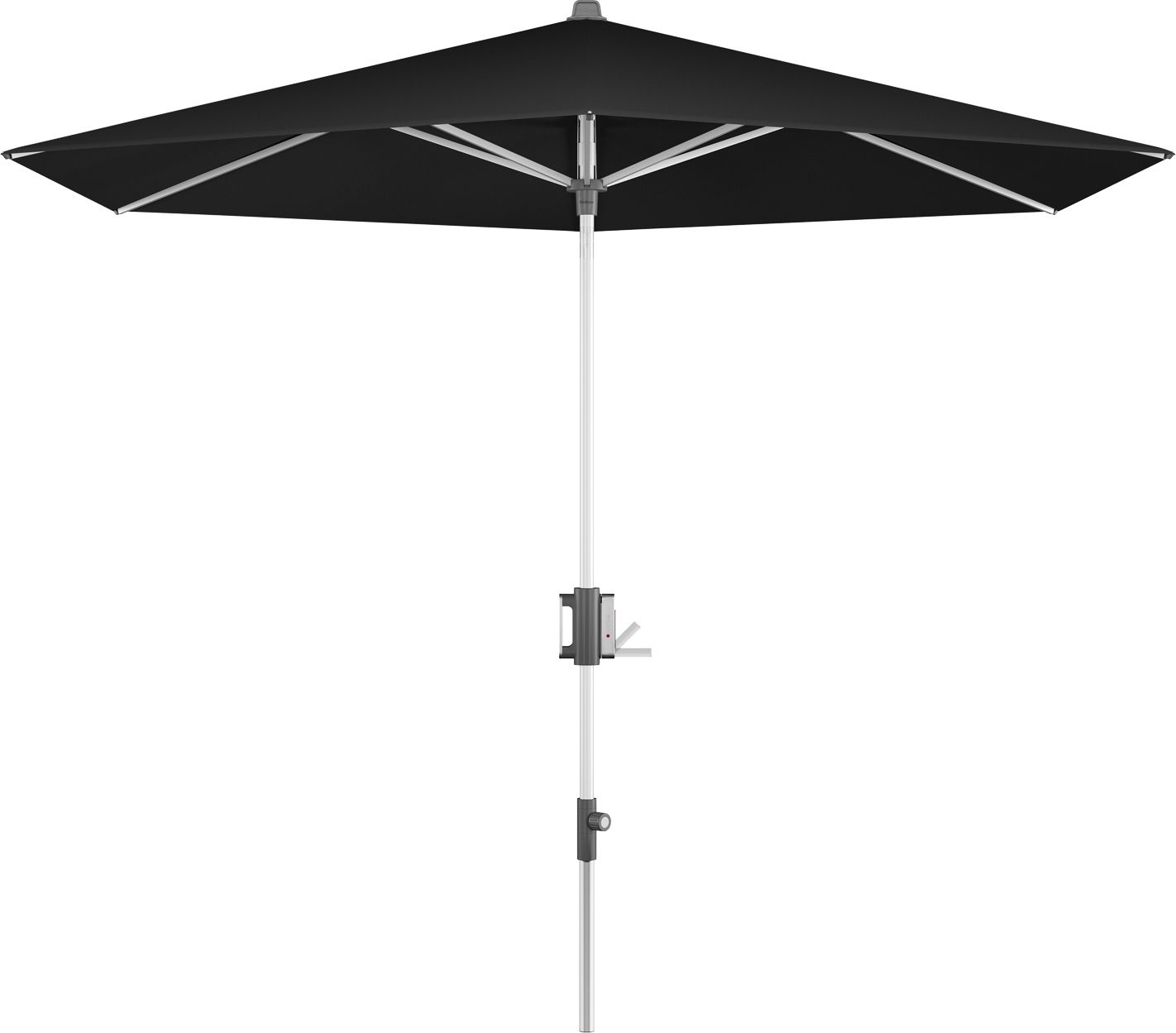 Sonnenschirm - Schwarz - mit Kurbel - Aluminiumgestell - Ø 290 cm