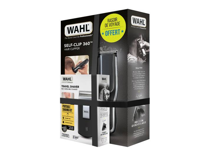 Pack Tondeuse Self-Clip 360 + Rasoir de voyage rechargeable WAHL