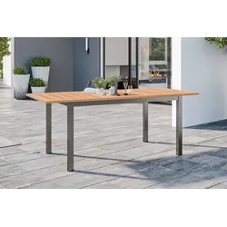 OUTFLEXX Ausziehtisch, Teak/Edelstahl, Plattenstärke 20mm, 150/200x90cm