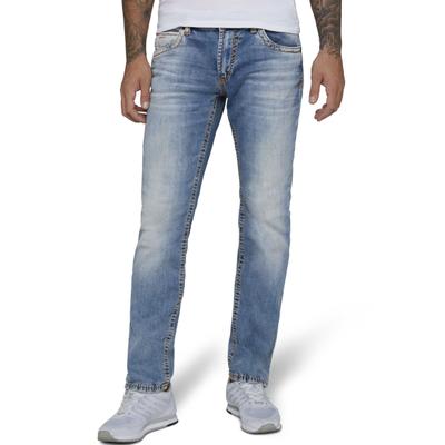 Straight-Jeans CAMP DAVID "NI:CO:R611", Herren, Gr. 33, Länge 30, blau (light vintage), Denim/Jeans, Obermaterial: 99% Baumwolle, 1% Elasthan, straight fit, Jeans Straight-Jeans, mit markanten Steppnähten