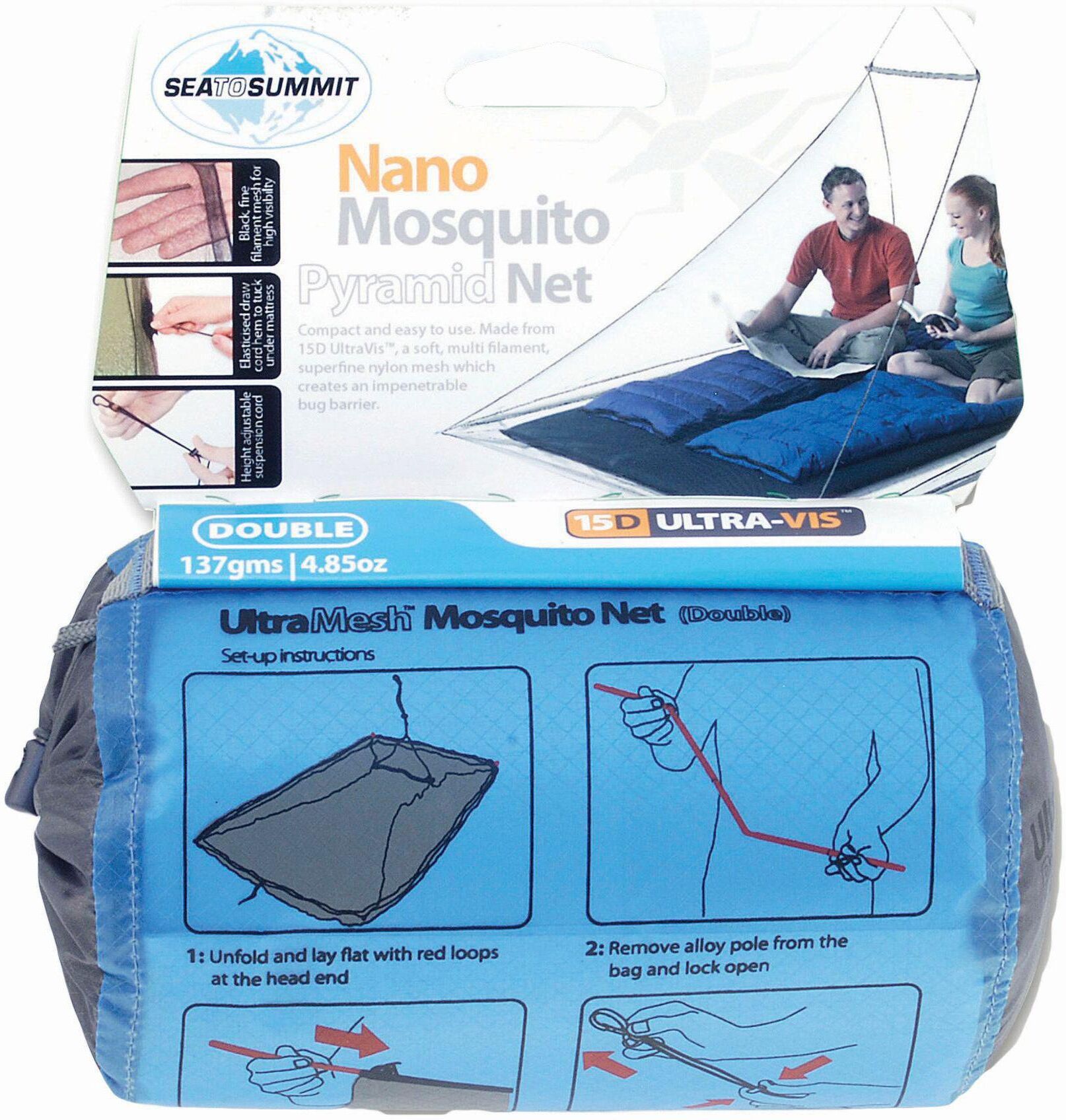 Moskitonetz SEA TO SUMMIT "Nano Netz Double", transparent (bunt), B:170cm H:240cm, Schädlingsschutznetze, Moskitonetz bunt Einheitsgröße
