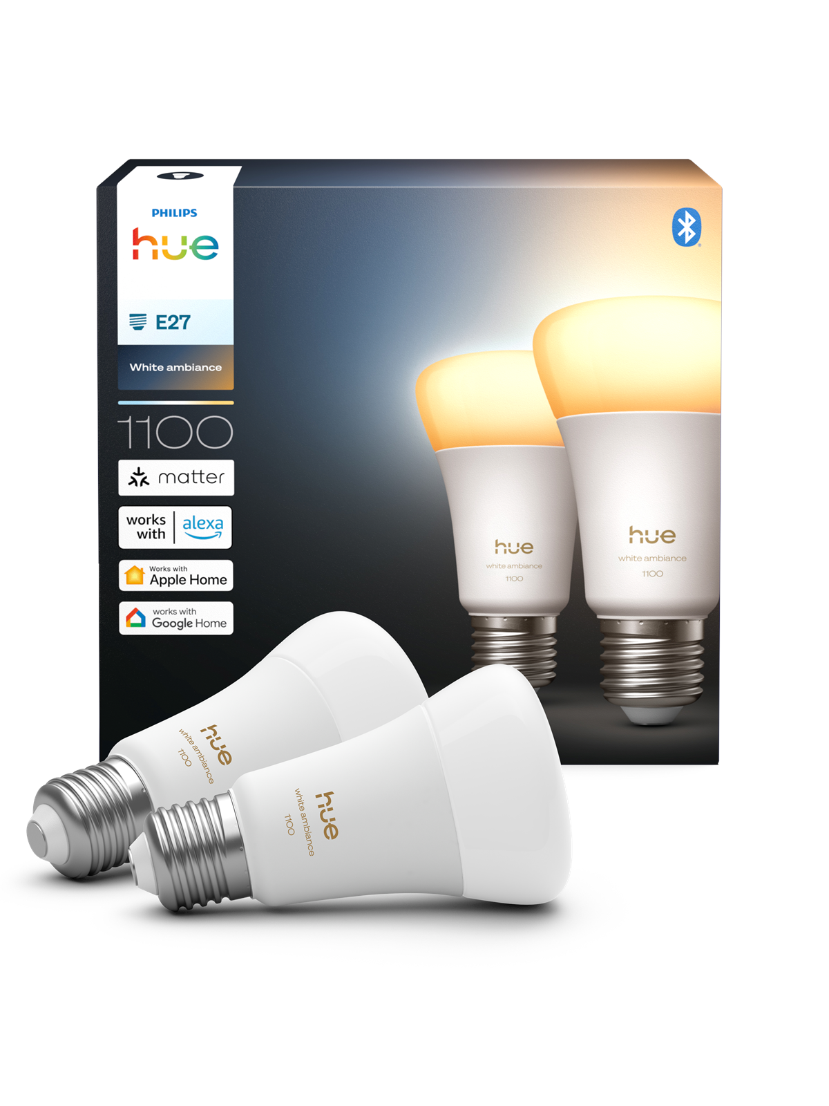 Philips Hue A60 - Smarte Lampe E27 - 1100 lm - Doppelpack