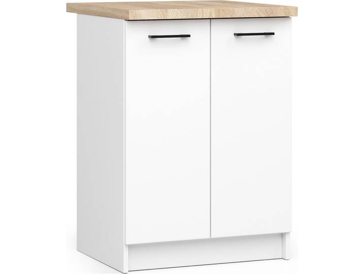 Élément bas de cuisine avec plan de travail OLIWIA blanc L60xH85xP46 cm