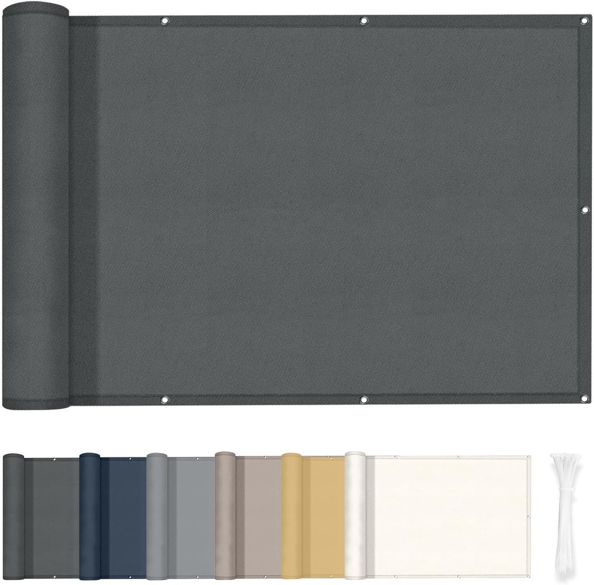 Azalia Balkonscherm Antraciet Grijs Polyester B: 75 cm, L: 600 cm