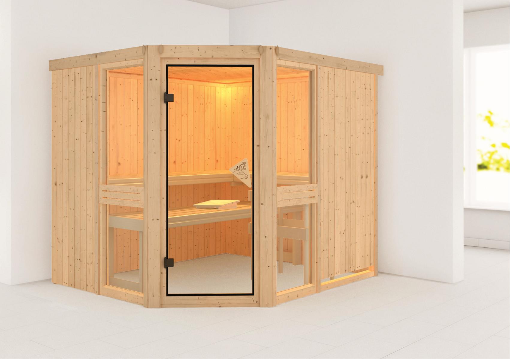 KARIBUHOLZT Sauna Amelia 3 Eck, o. Zub. bronz.GGT 08298164