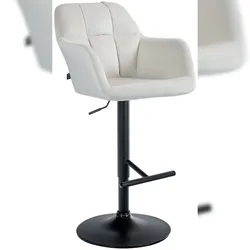 CLP Barhocker Natoma Samt creme/Metall matt schwarz