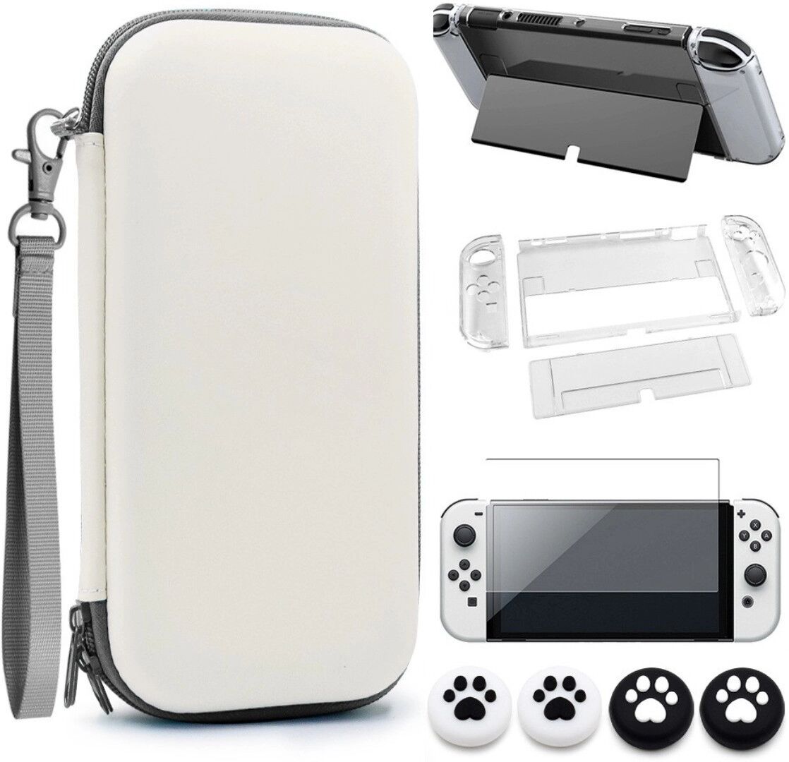 INF Ensemble de Transport Nintendo Switch OLED - Coque Rigide EVA de Protection avec Support, Protecteur d'Écran & Grips de