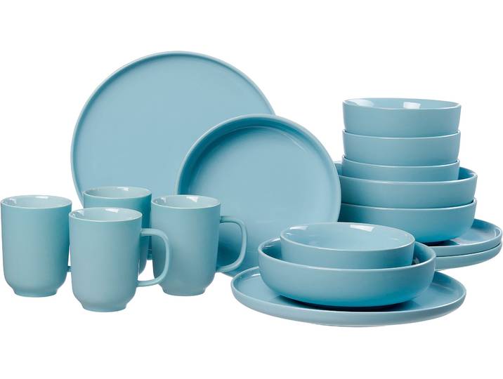 Kombiservice RITZENHOFF & BREKER Geschirr-Set, Service Jasper , blau (graublau), 16 Stk., Steinzeug, Geschirr-Sets, Kombiservice, im Scandic Style, 16 Teile, für 4 Personen