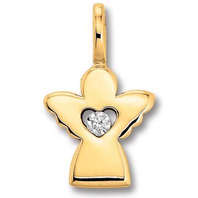 Kette mit Anhänger ONE ELEMENT "Zirkonia Engel Anhänger aus 333 Gelbgold", gold, Halsketten, Kinder, Gelbgold 333, Ihr persönliches Symbol – liebevoll gearbeitet für jeden Tag