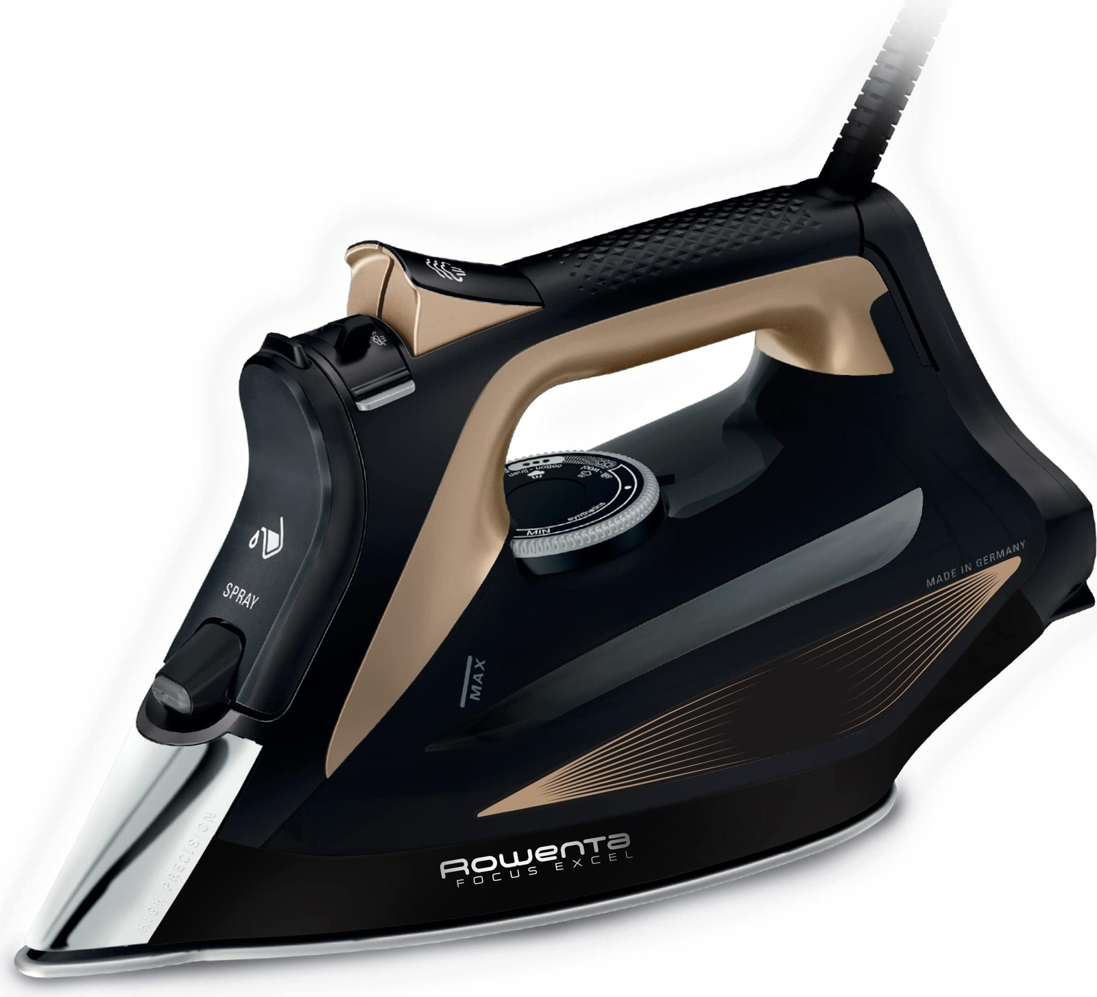 Rowenta Focus Excel DW5325 Stoom- en droogstrijkijzer, Zwart en Koper, 0,3 liter