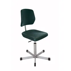 CHEFGASTRO Edelstahl Arbeitsstuhl Seattle | Sitzhöhe 45-63cm | Ø 61cm | Tragfähigkeit 110kg | Polyurethane-Sitz | Edelstahl-Fußkreuz mit Gleiter