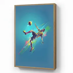 WANDLEUCHTE MIT AKKU Fußballer - Farbspritzer - Farbenfroh - Ball Farbwechsel 70x100 cm Wandlampe