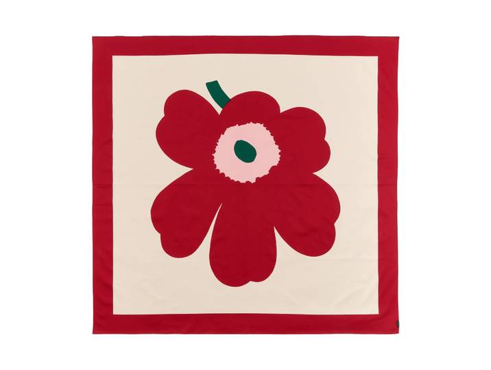 Marimekko Nappe Unikko Off white-cranberry-rose, 140x140 cm