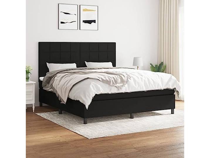 RJPLMFV Lattenrost mit Matratze, Schwarz, 180 x 200 cm Atmungsaktiver Stoff, verstellbarer Kopf, Taschenfedern, Unterstützung für Rücken und Bauch