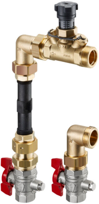 OV Kit de raccordement pour compteur de chaleur pour distributeur, d'angle, avec Hycocon V, robinet à boisseau sphérique DN20 ; Oventrop (1404578)