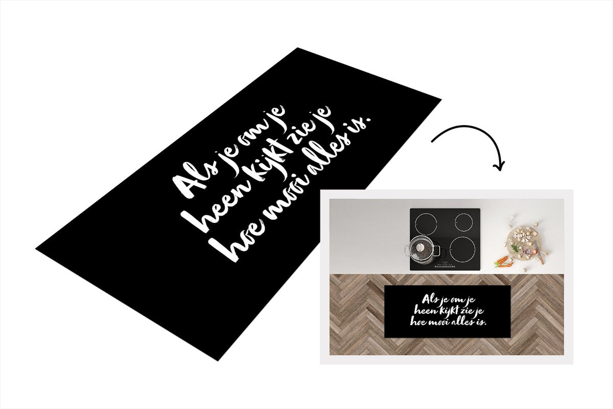 Keukenloper Vinyl met Tekst Quote - 120 x 50 cm