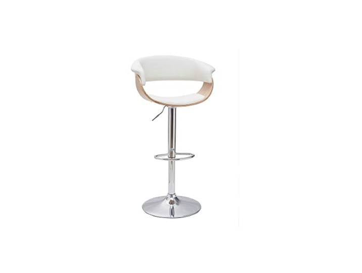 Miliboo Designer-Barhocker höhenverstellbar weiß und helles Holz OKTAV
