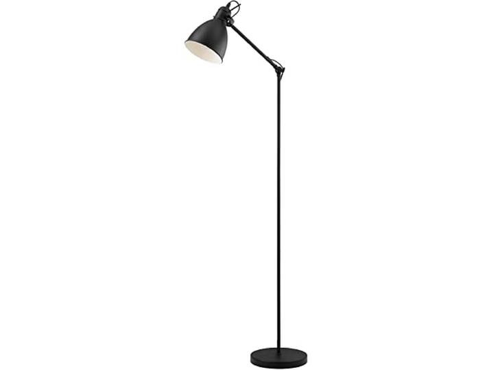 Eglo Lampadaire PRIDDY\, lampe de sol à flamme au design industriel\, lampe sur pied en acier\, couleur : noir\, blanc\, douille : E27\, interrupteur à pied inclus