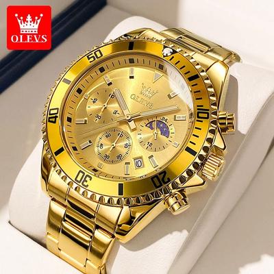 Uplifted Finds OLEVS 2870 Men Chronograph Quartz Watch all Gold