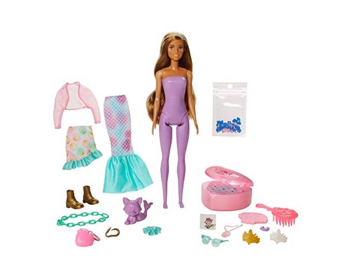 Barbie GXV93 - Color Reveal Fantasy Fashion Meerjungfrau Puppe & Haustier, mit Aufkleber und 25 Überraschungen, Spielzeug für Kinder ab 3 Jahren