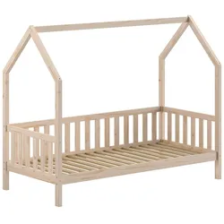 HAUSBETT Kandace 90x200 Kiefer massiv natur mit Dachaufbau