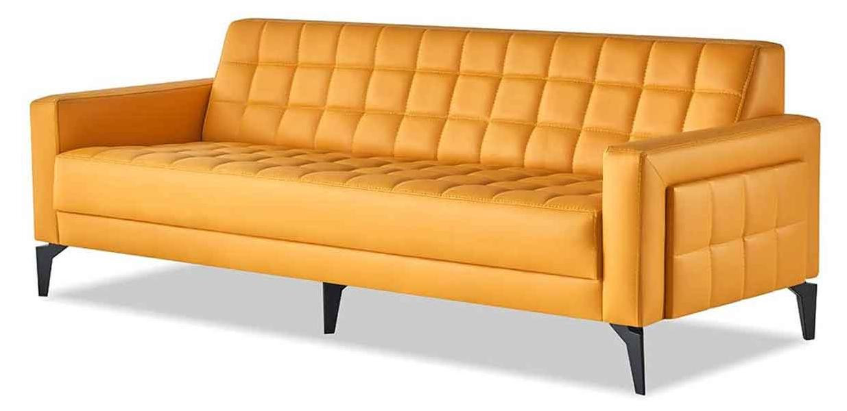 Moderne Chesterfield 3-zits ledersofa met houten frame