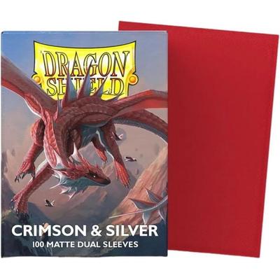 Pegasus ART15072 - Dragon Shield: Crimson & Silver, 100 Matte Dual Sleeves