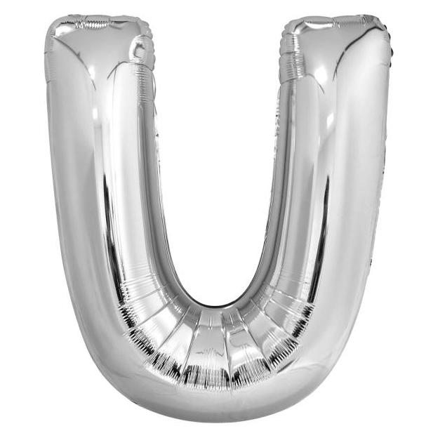 Amscan Buchstabenballon U Silber - 86cm (1x) (9909570)
