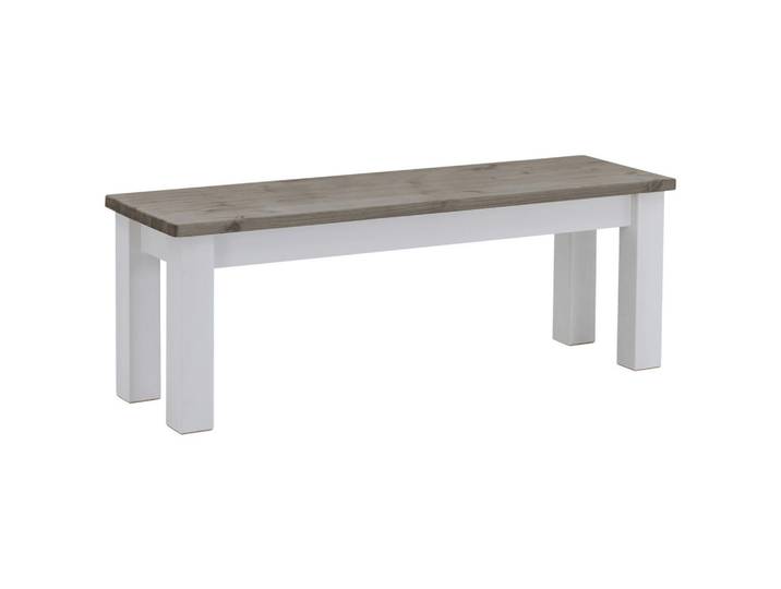 Boxxx Sitzbank, Grau, Weiß, Holz, Kiefer, massiv, 2-Sitzer, 130x46x40 cm, Holzmöbel, Sitzgelegenheiten Holz, Holzbänke