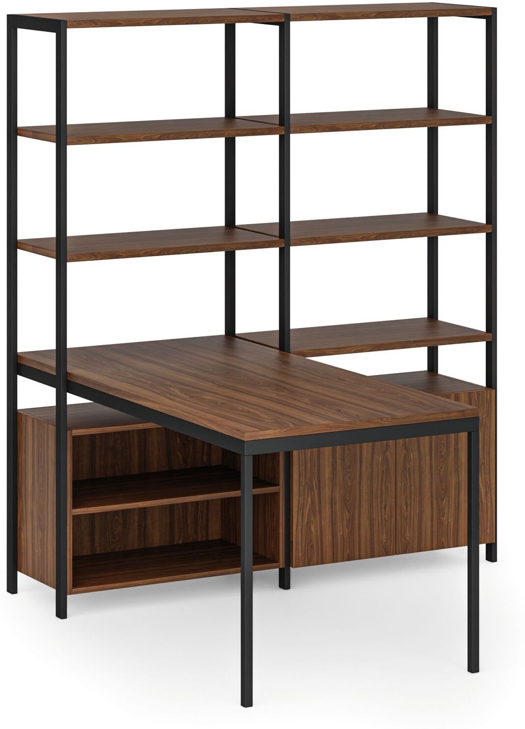 B2B Partner Schreibtisch mit Einlegeböden HOME OFFICE, schwarz/Nussbaum
