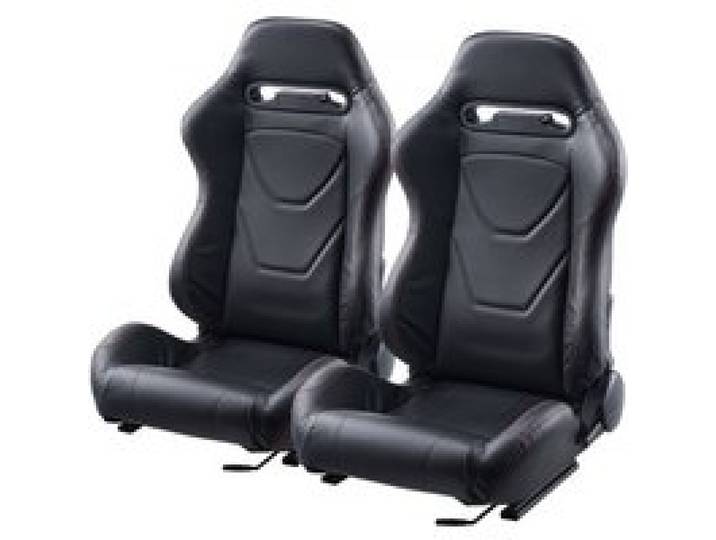 VEVOR Siège de course, lot de 2, cockpit de course réglable avec inclinaison grand angle et mousse haute résilience, avec cuir PVC souple et curseur Q235B, pour voitures de course et karts, noir