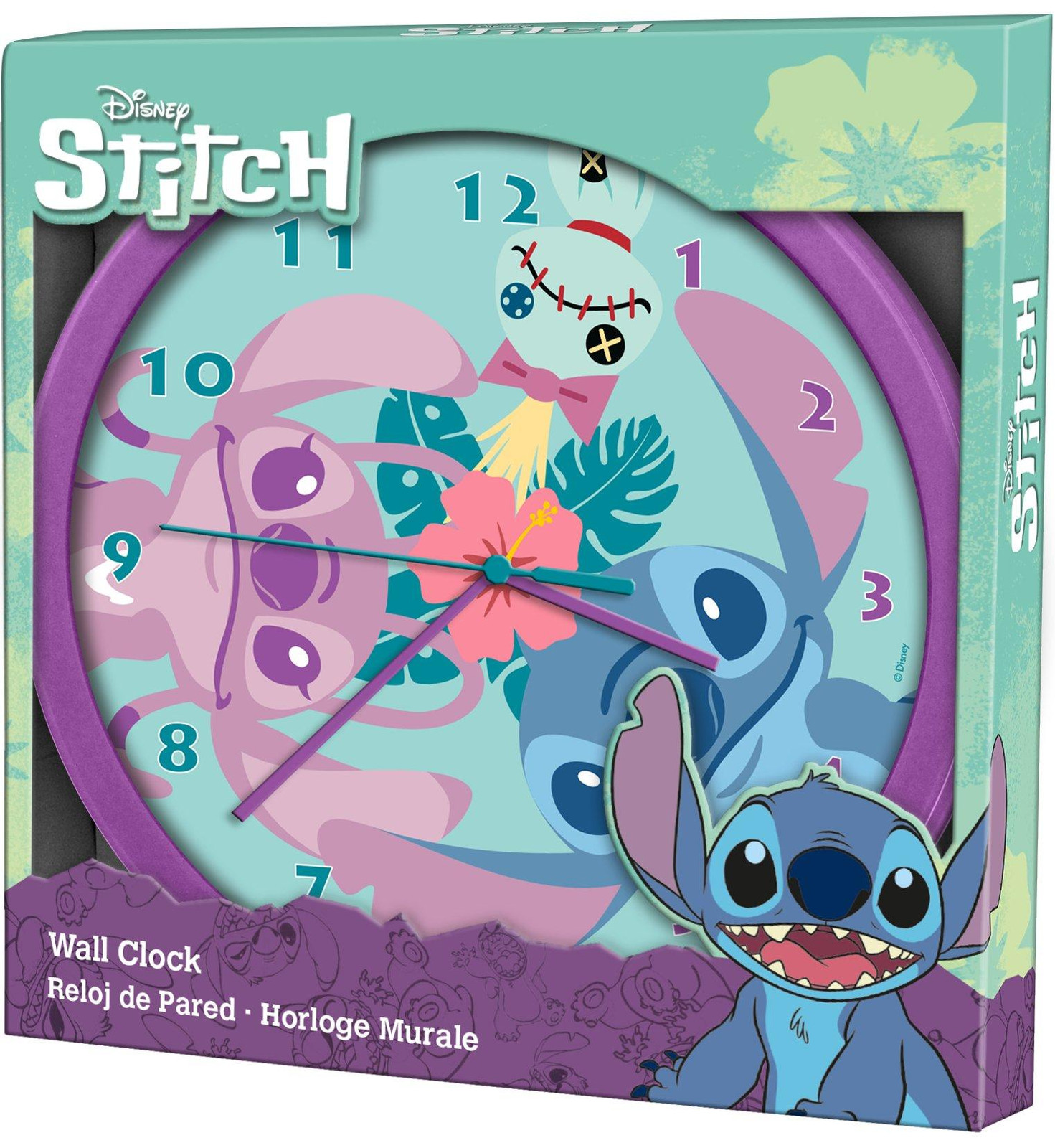 Kids Euroswan Stitch Wandklok voor kinderen
