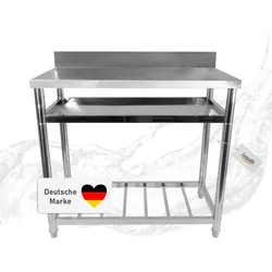 Lemodo Höhenverstellbarer Edelstahltisch, Robuster Arbeitstisch für Outdoorküche, Filetiertisch