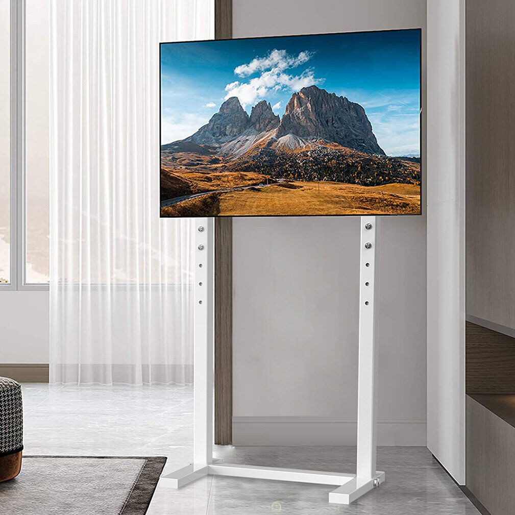 Fativo Universal Floor TV Stand Mount Height Adjustable TV Bracket For 32-100 Inch White 88"