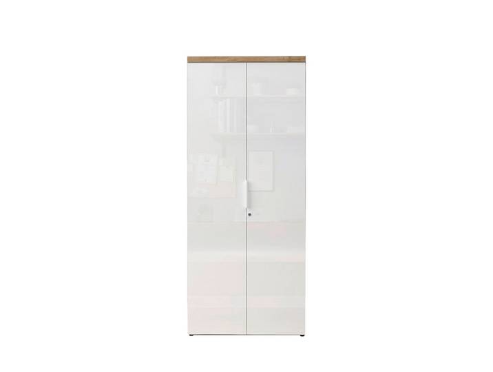 Schrank Easy Office Eichefarben/Weiß Hochglanz