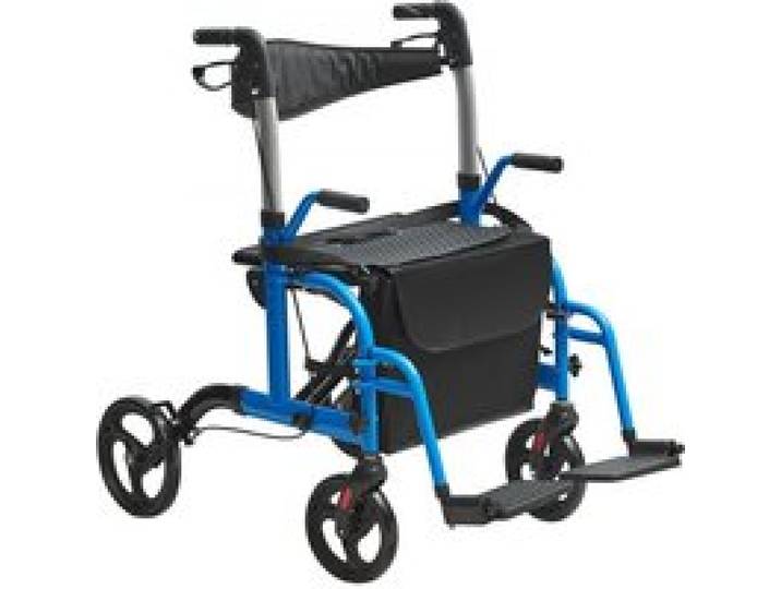 VEVOR Déambulateur roulant 2en1 pour personnes âgées, charge 136 kg, rollator fauteuil de transport pliable et repose-pieds, déambulateur léger en aluminium avec poignée réglable, roues tout terrain