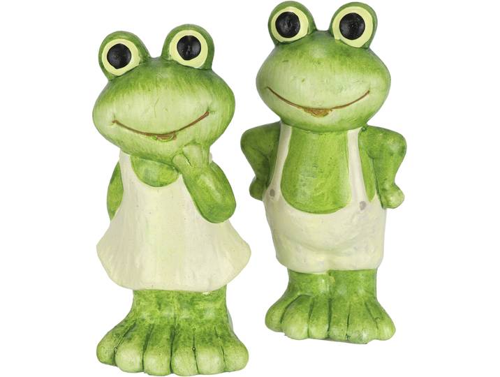Dekofigur I.GE.A. Figur Frosch , grün (grün, weiß), B:6cm H:13cm, Terrakotta, Dekofiguren, Dekofigur, Dekofigur Gartendeko Tierfigur Garten Deko Statue Gartenfigur