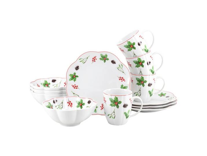 Kaffeeservice 12 tlg. Porzellan, Multicolor/Weiß