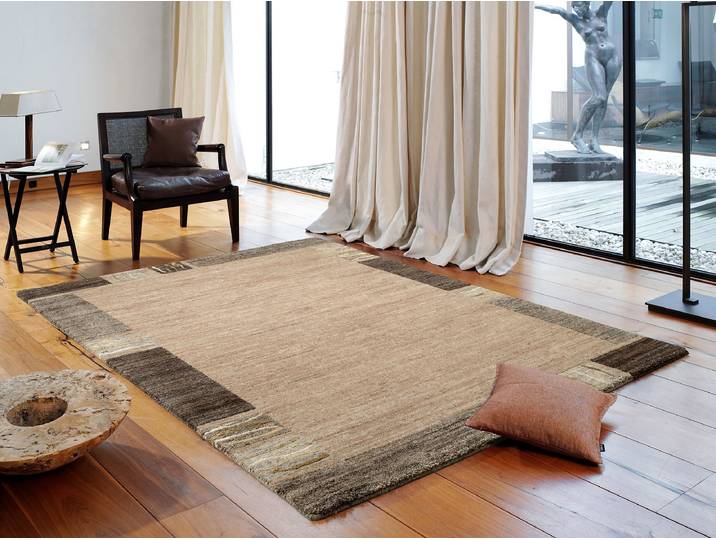Wollteppich Elysium Field Beige/Beige/Braun 140 x 200cm Mischgewebe