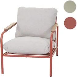 Einzelst�ck | Aluminium-Gartensessel HWC-O11, Outdoor Stuhl Gartenstuhl, Olefin Stoff/Textil (205 g/m2) ~ terrakotta Polster beige