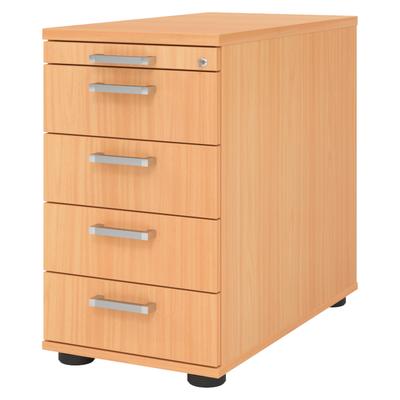 bümö Schreibtisch Schrank abschließbar, Schubladenschrank Holz in Buche, Container mit Schubladen - Schubladen Schrank Büro, Schreibtisch Container