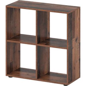 Vicco Bücherregal Tetra, dunkelbraun, aus Holz, 4 Fächer, 72 x 73 x 29cm