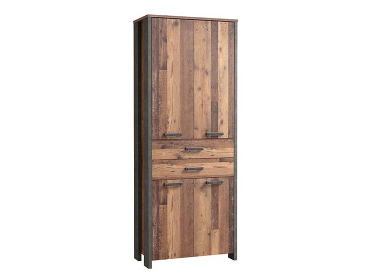 Meuble 4 portes 2 tiroirs Clif Bois Vintage/gris Graphite - Basika