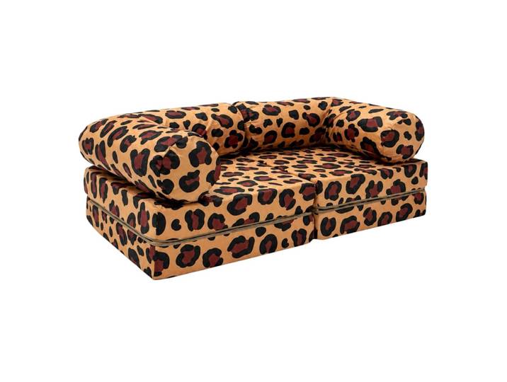 Canapé enfant 2 en 1 modulable 142 cm, motif léopard