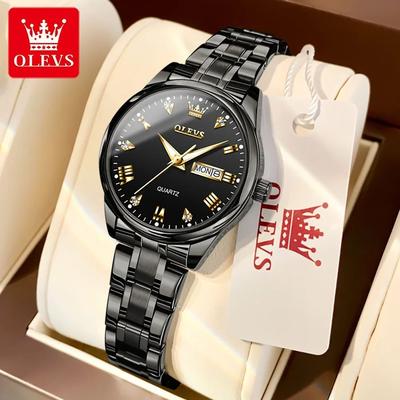 Uplift Essentials Diamond Dial Luxury Calendar Watch black